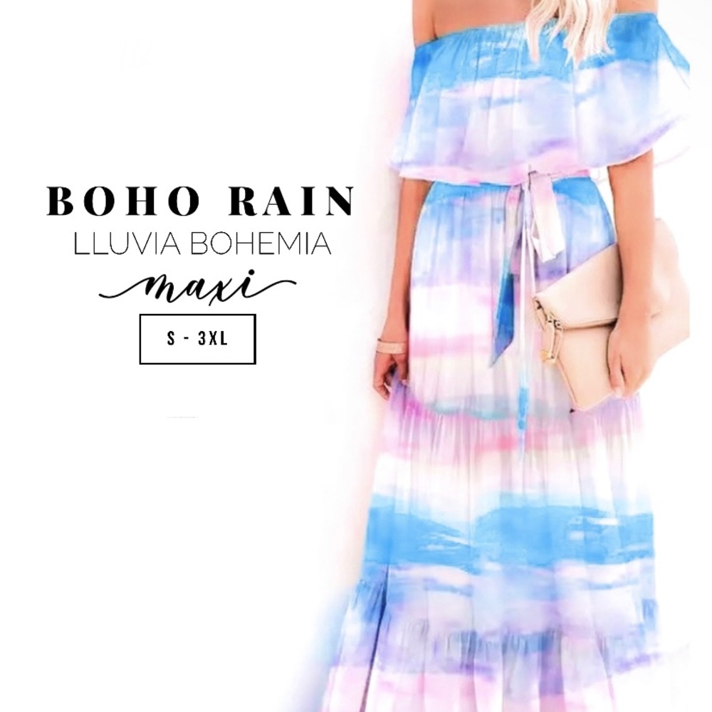 S-3XL Bamba Boho Maxi 2 floral / 2 ombré whimsy destination resort dress black - Picture 16 of 16